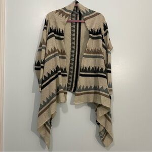 Anthropology Figwood Geometric Patterned Open Front Sweater